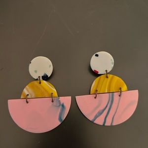 Clay geometric earrings, like new condition